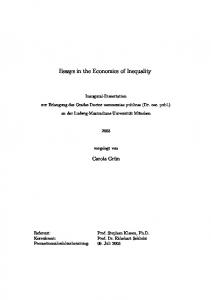 Essays in the Economics of Inequality