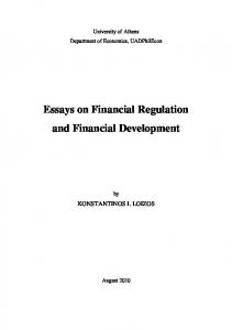 Essays on Financial Regulation and Financial Development