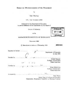Essays on Microeconomics of the Household by
