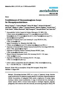 Establishment of Glycosaminoglycan Assays for ... - MDPI