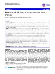 Estimates of adherence to treatment of vivax malaria | SpringerLink