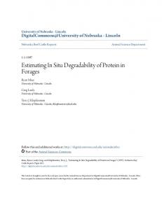 Estimating In Situ Degradability of Protein in Forages