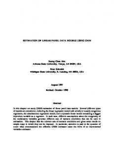 ESTIMATION OF LINEAR PANEL DATA MODELS ... - Semantic Scholar