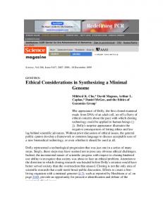 Ethical Considerations in Synthesizing a Minimal ...
