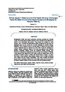 Ethical Issues in Maternal and Child Health Nursing - African Journals ...