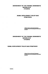 Ethiopia - Agriculture and Rural Development Policy - GAFSP