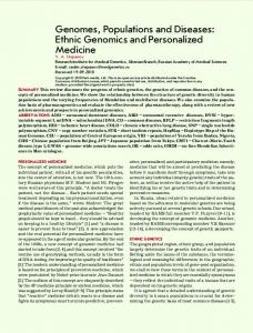 Ethnic Genomics and Personalized Medicine