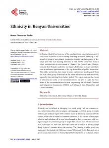 Ethnicity in Kenyan Universities - Scientific Research Publishing