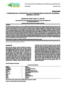 ETHNOMEDICINAL, PHYTOCHEMICAL AND PHARMACOLOGICAL