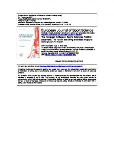 European Journal of Sport Science - European College of Sport Science