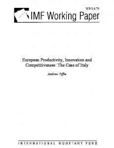 European Productivity, Innovation and Competitiveness: The Case of ...