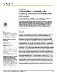 Evaluating Multi-Level Models to Test Occupancy State Responses of ...