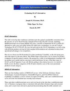 Evaluating OLAP Alternatives - Semantic Scholar