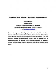 Evaluating Social Media as a New Tool of Media Education