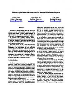 Evaluating Software Architectures for Successful Software ... - CmpE