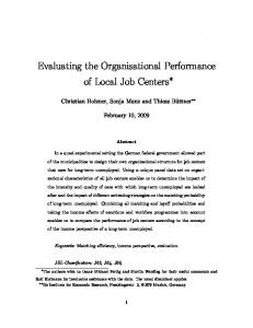 Evaluating the Organisational Performance of Local Job ... - CiteSeerX