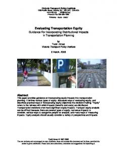 Evaluating Transportation Equity