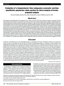 Evaluation of a Campylobacter fetus subspecies venerealis real-time ...