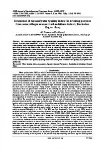 Evaluation of Groundwater Quality Index for drinking purpose from ...