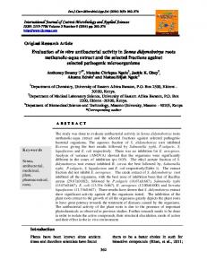 Evaluation of in vitro antibacterial activity in Senna didymobotrya roots ...