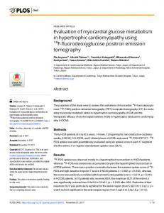 Evaluation of myocardial glucose metabolism in hypertrophic ...