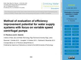 Evaluation of pumps' operation in water supply - Drinking Water ...