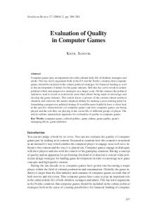 Evaluation of Quality in Computer Games