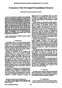 Evaluation of the Developed Formaldehyde Detector - International ...