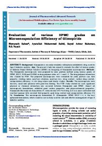 Evaluation of various HPMC grades on