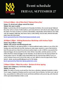 Event schedule - Manx Litfest