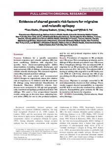 Evidence of shared genetic risk factors for ... - Wiley Online Library