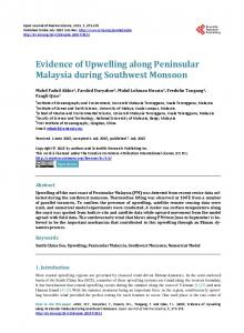 Evidence of Upwelling along Peninsular Malaysia during Southwest ...