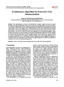 Evolutionary Algorithm for Extractive Text Summarization