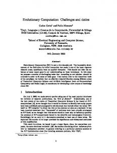 Evolutionary Computation: Challenges and duties - Semantic Scholar