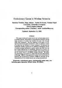 Evolutionary Games in Wireless Networks