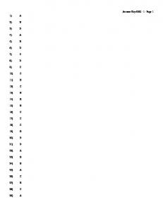 Exam Answer Key - Earth Science Review