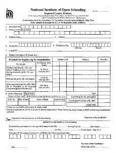 Examination Form for Mar-May 2014 Exam