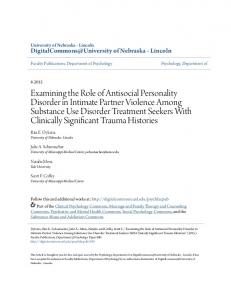 Examining the Role of Antisocial Personality Disorder in Intimate ...