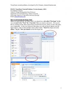 EXCEL Visual Basic Tutorial Problems