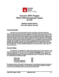 Executive MBA Program NBAE 5540 International Finance