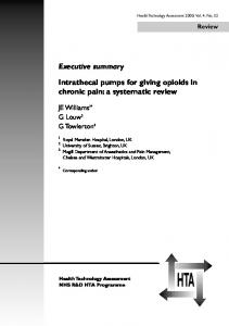 Executive summary Intrathecal pumps for giving opioids in chronic pain