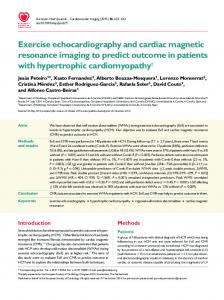 Exercise echocardiography and cardiac magnetic resonance imaging ...