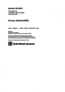 Exergy Sustainability - Sandia National Laboratories