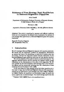 Existence of Pure Strategy Nash Equilibrium in Bertrand ... - Core