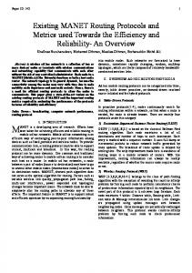 Existing MANET Routing Protocols and Metrics used ... - CiteSeerX