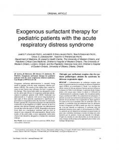 Exogenous surfactant therapy for pediatric patients with the ... - Hindawi