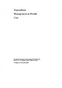 Expenditure Management in Health Care