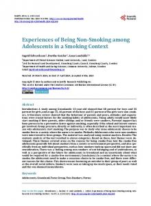 Experiences of Being Non-Smoking among Adolescents in a Smoking ...