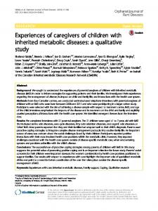 Experiences of caregivers of children with inherited ... - TSpace