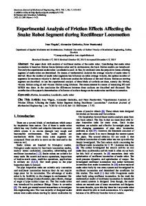 Experimental Analysis of Friction Effects Affecting the Snake Robot ...